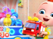 [New Music Edition] Fire Truck in Surprise Eggs | Toy Car + Nursery Rhymes & Kids Songs – Super JoJo